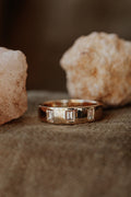 Solid Gold Three Baguette Diamond Hammer Set Wide Band