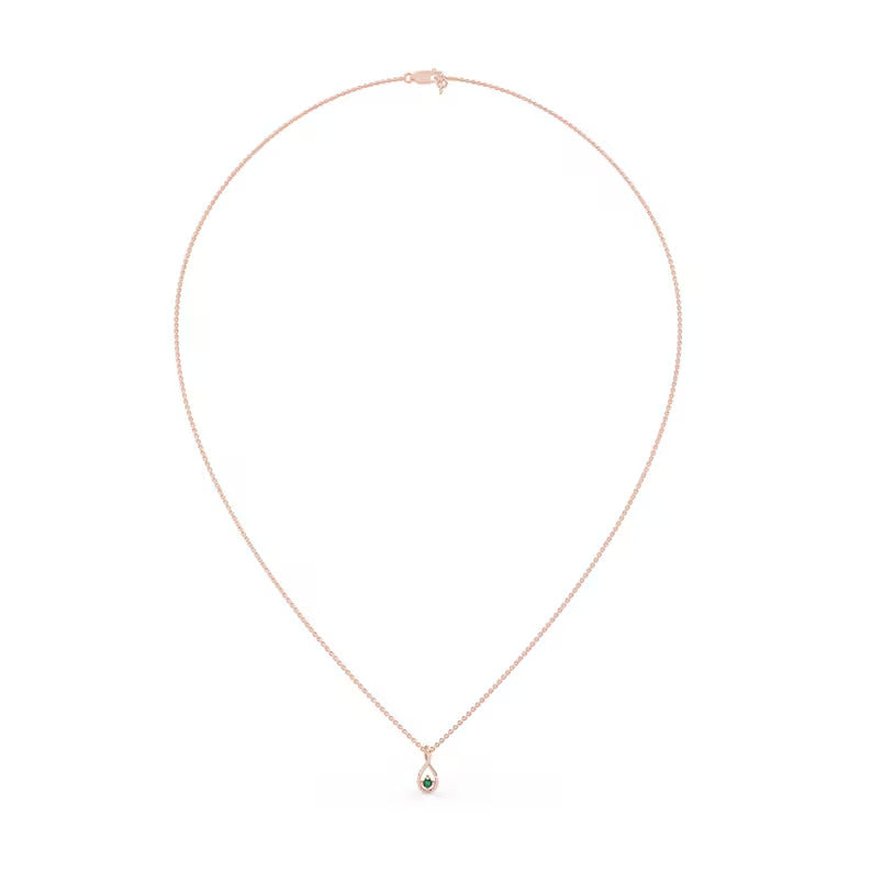 Solid Gold Natural Solitaire Emerald Necklace