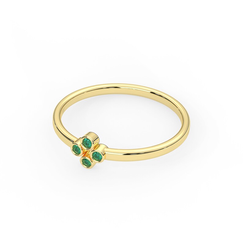Solid Gold Natural Emerald Bezel Setting Ring