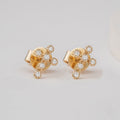 Solid Gold Diamond Cross Stud Earrings
