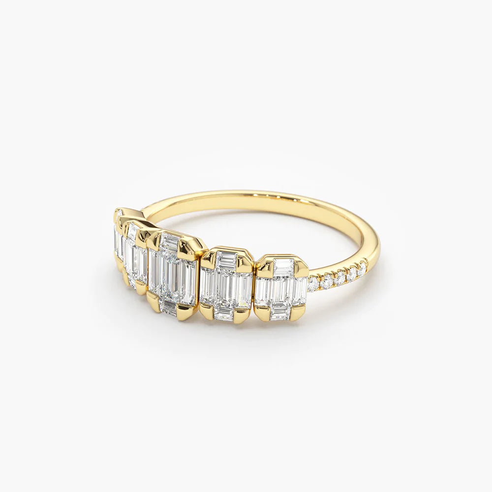 Solid Gold Graduating Baguette Diamond Anniversary Ring