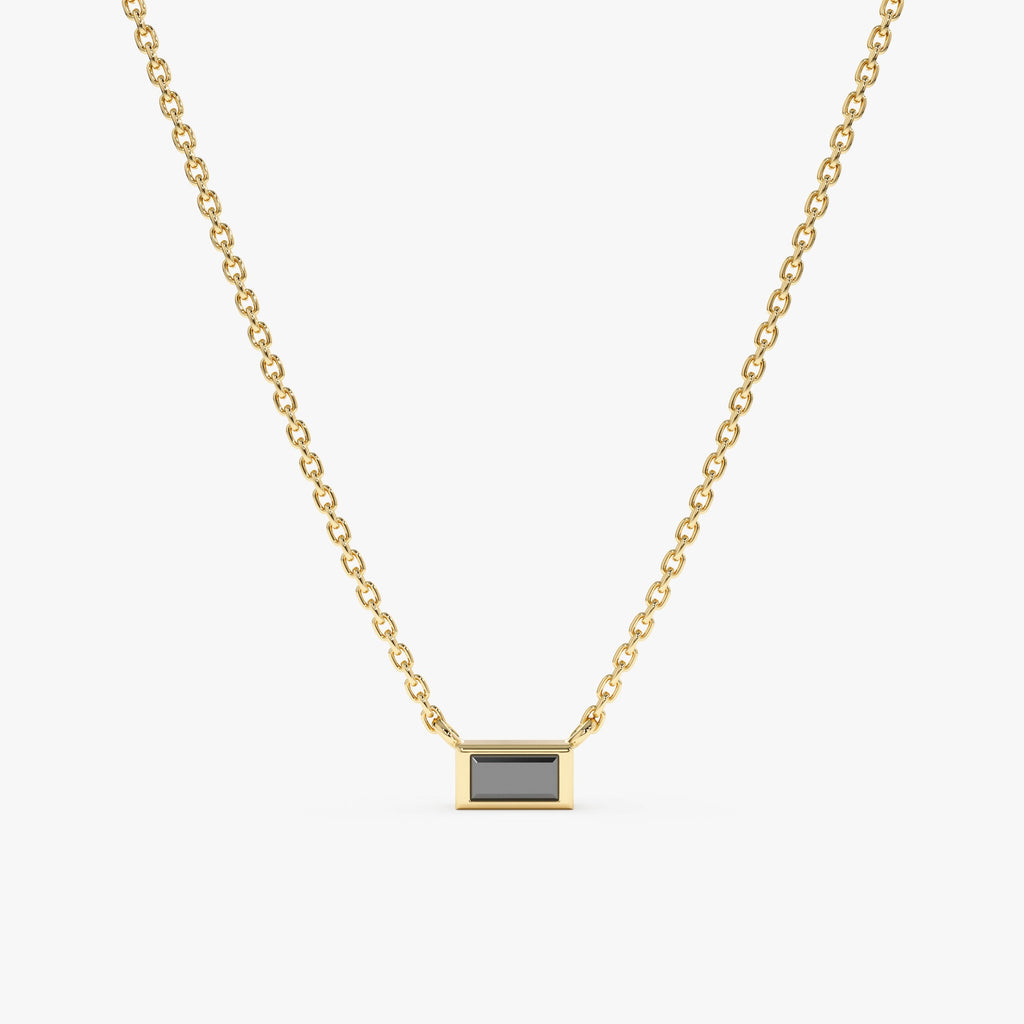 Solid Gold Black Diamond Necklace (AAE5B4)
