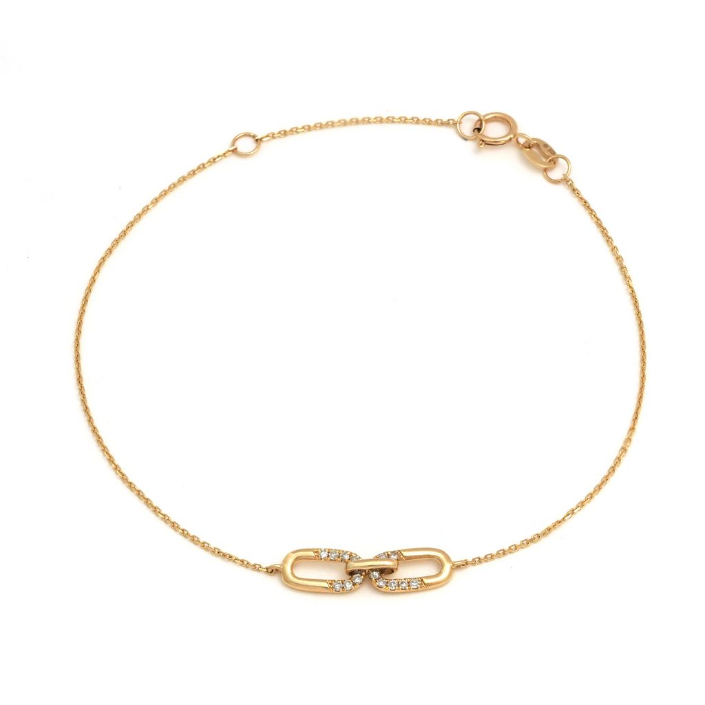 Solid Gold Mini Link Diamond Bracelet