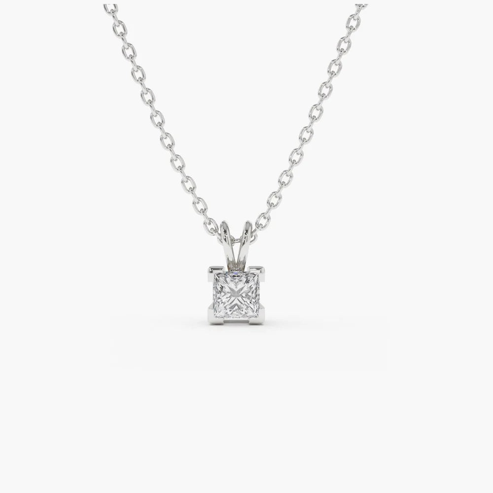 Solid Gold Princess-Cut Diamond Solitaire Pendant