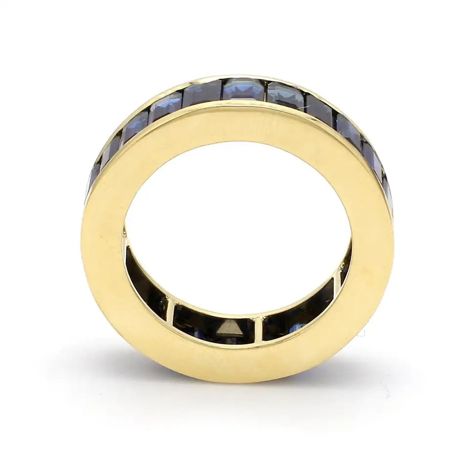 Solid Gold Emerald-Cut Sapphire Eternity Band Ring