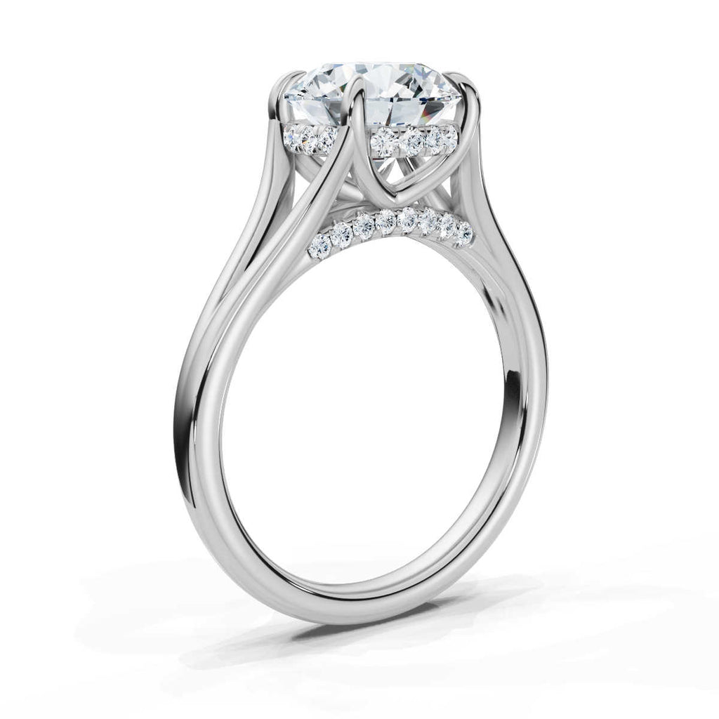 14K Solid Gold 2 CT Round Diamond Halo Ring