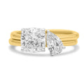Solid Gold Lab Grown Pear and Cushion Double Ring