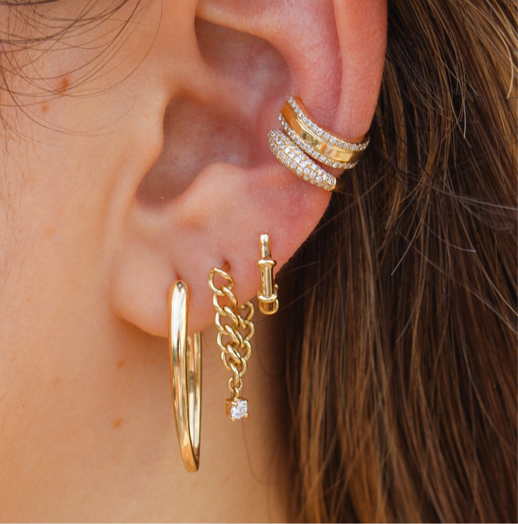 Solid Gold Multi Diamond Ear Cuff