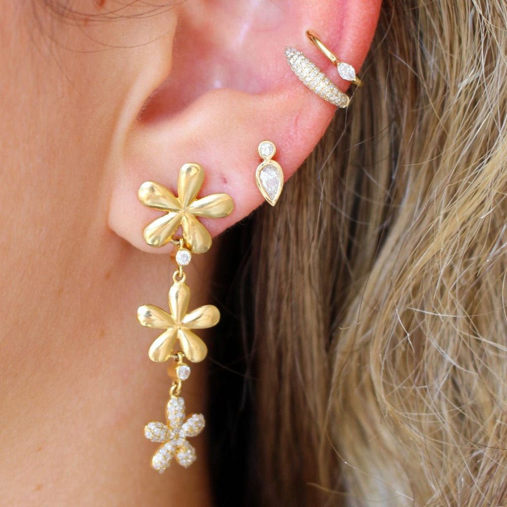 Solid Gold Diamond Single Marquise Ear Cuff