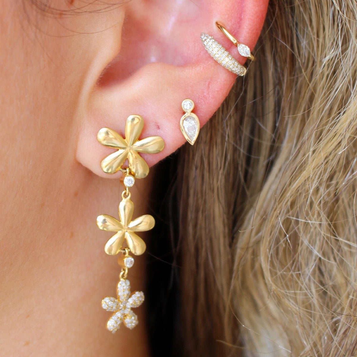 Solid Gold Diamond Single Marquise Ear Cuff