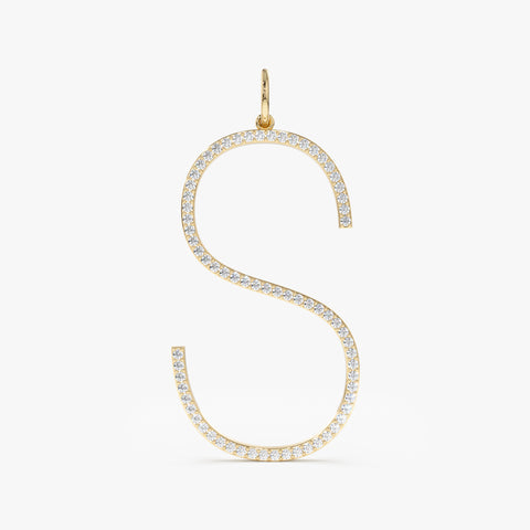 Solid Gold Long Initial Diamond Charm