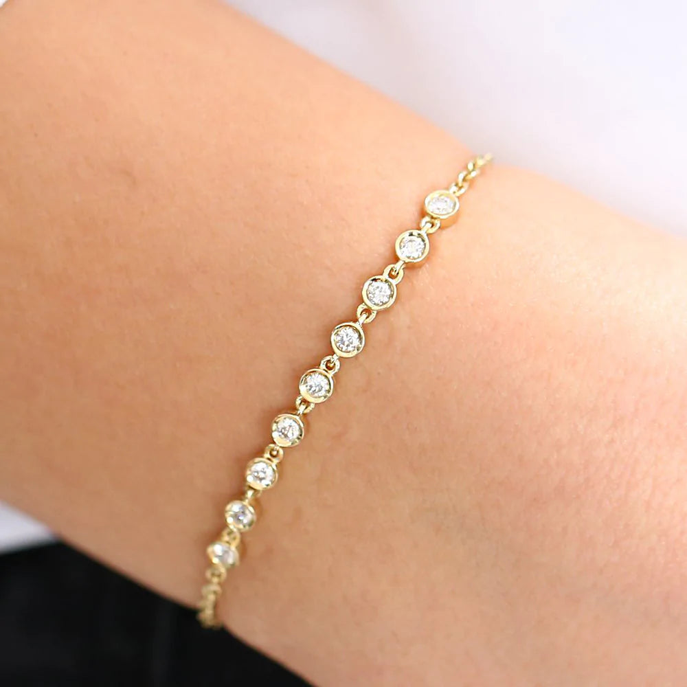 Solid Gold Bezel Set Lab-Grown Diamond Bracelet