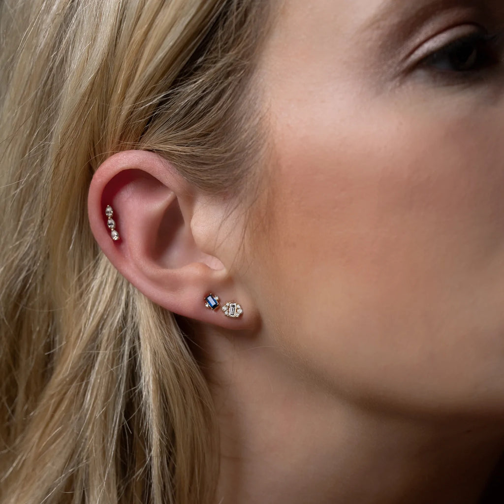 Solid Gold Spun Silk Gold Diamond Studs