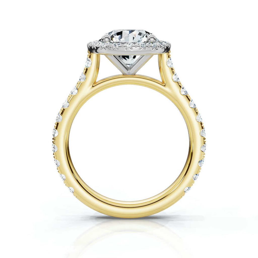 Solid Gold 2 CT Halo Lab Grown Diamond Ring (E0C4B4)