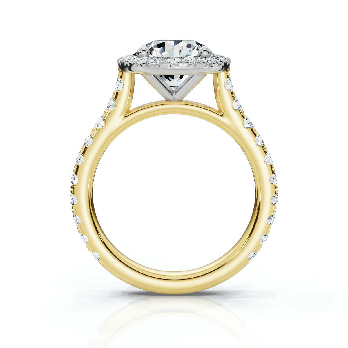 Solid Gold 2 CT Halo Lab Grown Diamond Ring (E0C4B4)