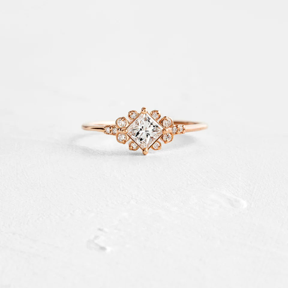 18K Solid Gold Lab Grown Diamond Closed Basket Ring