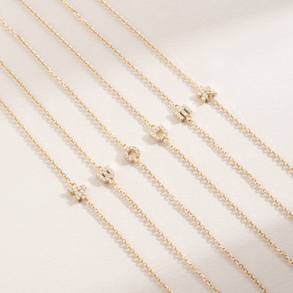 Solid Gold Diamond Initial Bracelet (A8ACAF)
