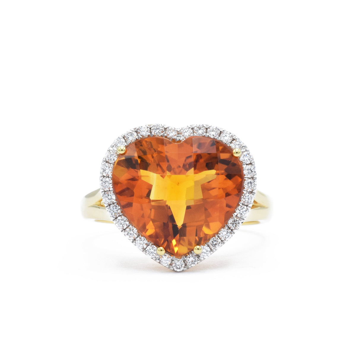 Solid Gold Citrine Heart Ring
