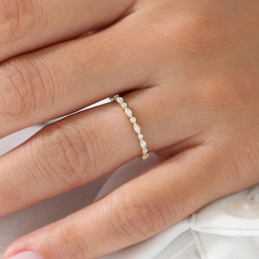 Marquise and Round Moissanite Ring, photo 9