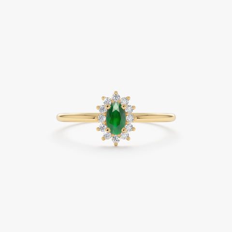 Solid Gold Emerald and Diamond Engagement Ring (4BA8D2)