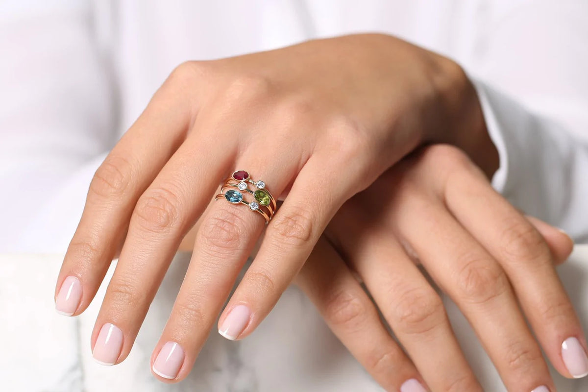 Solid Gold Oval Peridot and Diamond Ring
