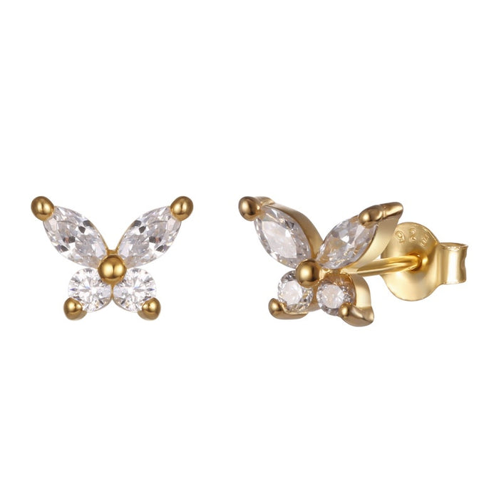 Solid Gold Diamond Butterfly Stud Earring