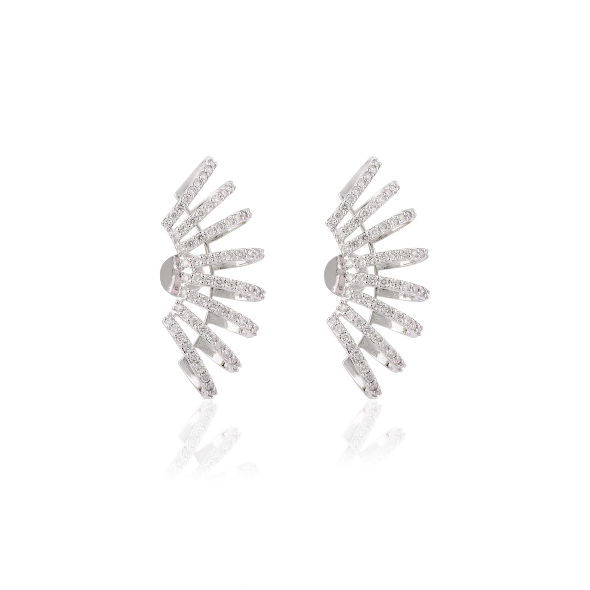 Solid Gold Cocktail Climber Diamond Cuff Earrings (08BEC9)