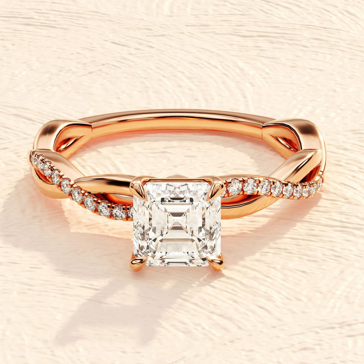 Solid Gold 4 Prong Cushion Cut 4ct Lab Grown Diamond Engagement Ring