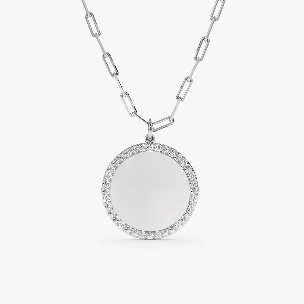 Solid Gold Diamond Disc Paperclip Chain (EC1645)