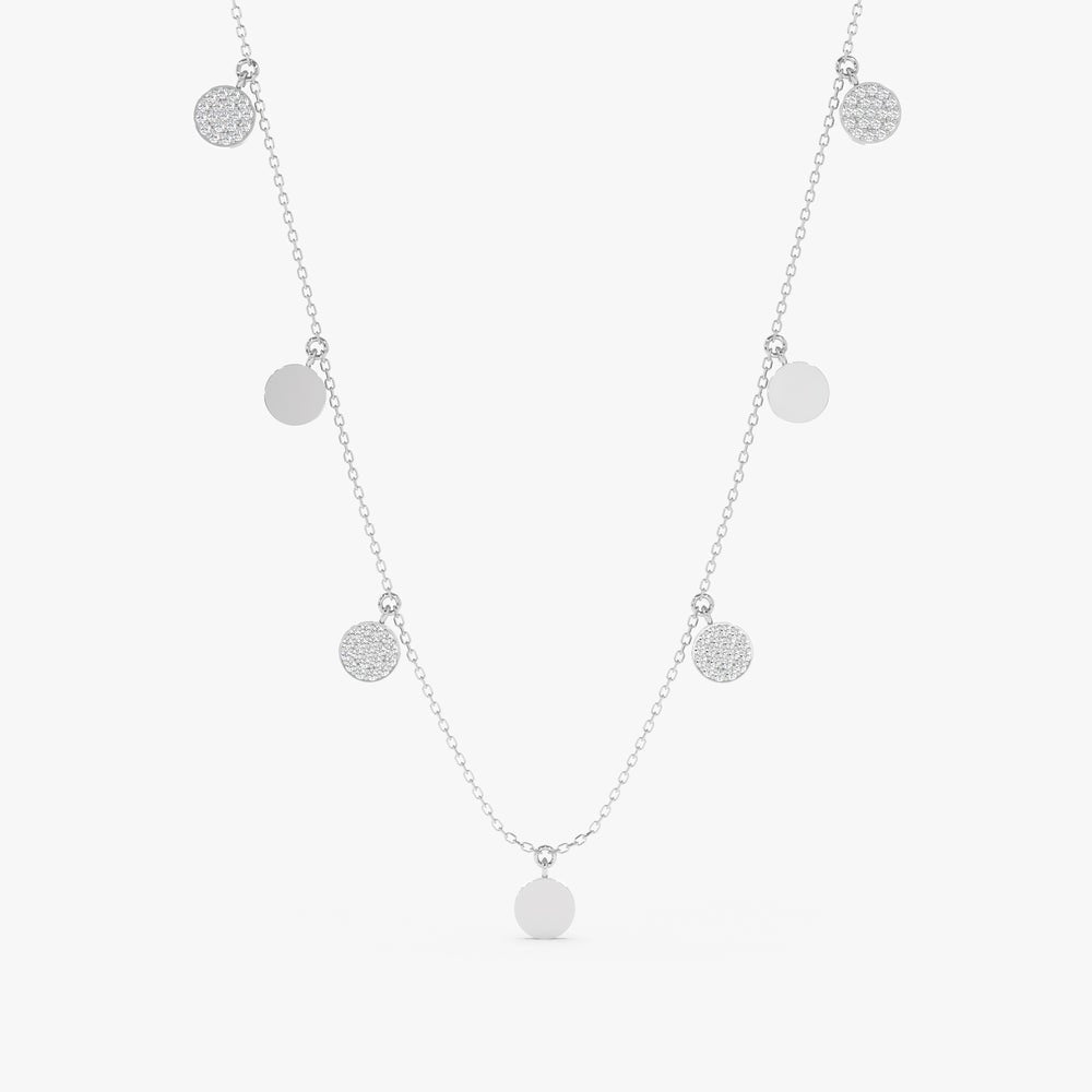 Solid Gold Mixed Coin Drop Necklace (CA5061)