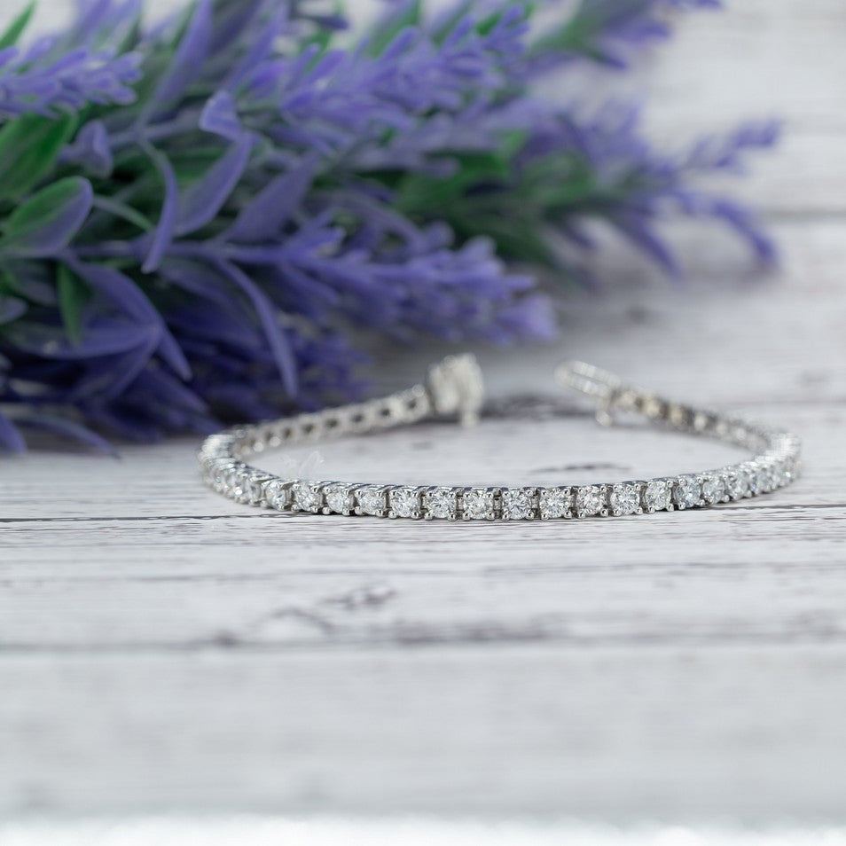 Solid Gold Lab-Created 4-Prong Diamond Tennis Bracelet (83F160)