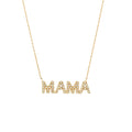 18K Solid Gold Diamond Mama Necklace - Style A