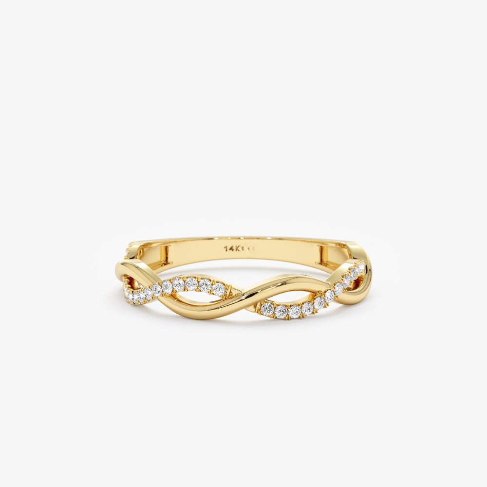 Solid Gold Twisted Diamond Half Eternity Ring