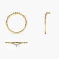 Solid Gold Curved Chevron Diamond Stacking Ring