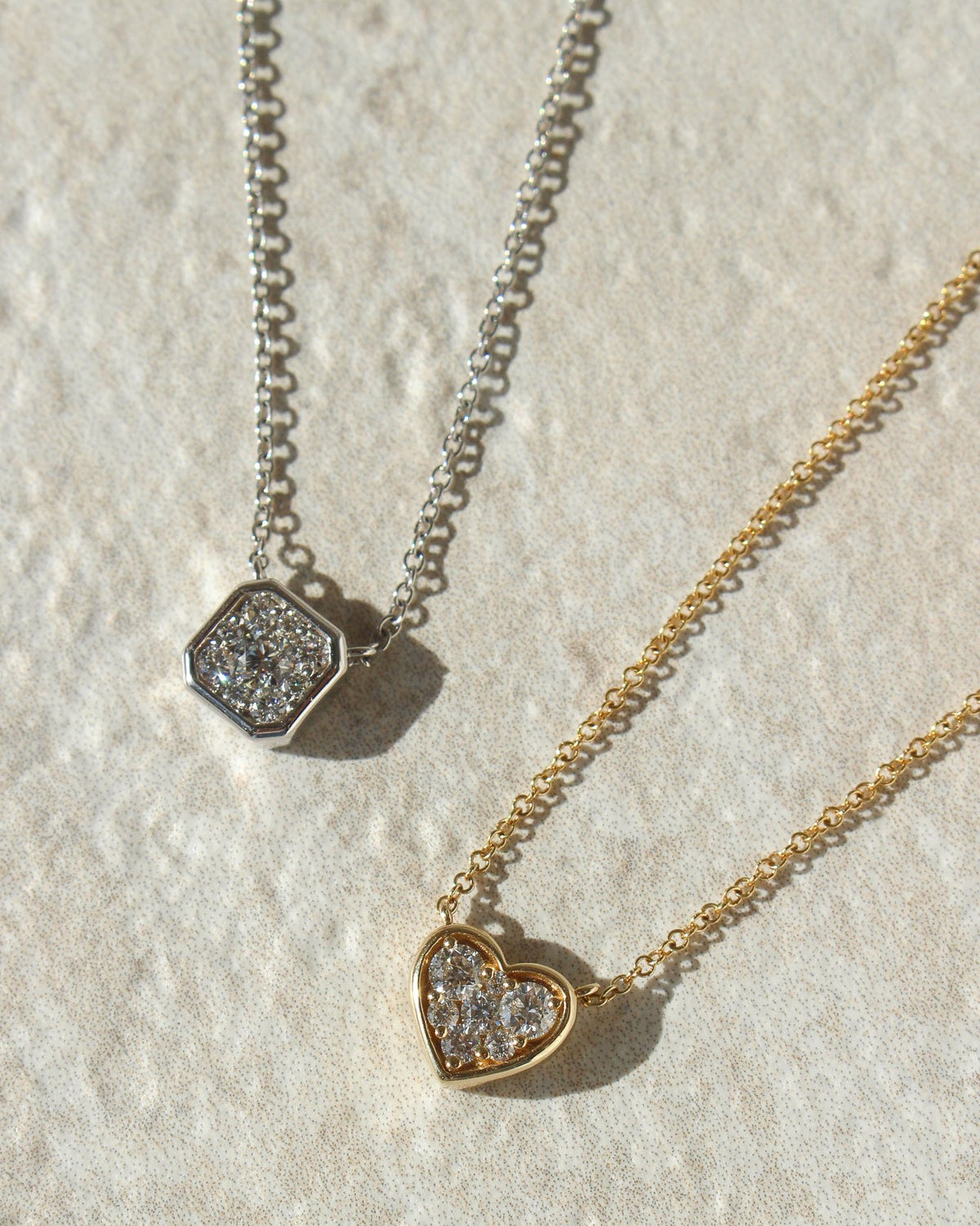 Solid Gold Octagon Diamond Necklace