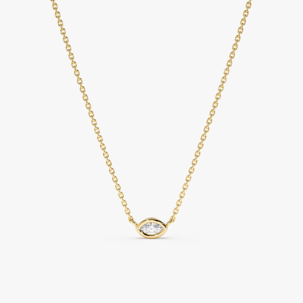 Solid Gold Marquise Diamond Eye Necklace (99B133)