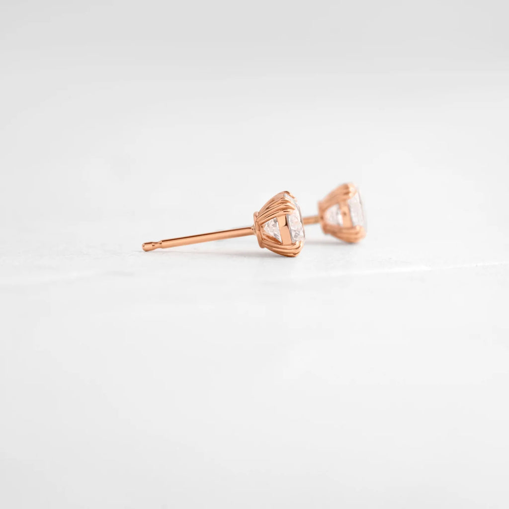 Solid Gold Diamond Threaded Studs, 0.5ctw Moissanite Diamond Studs