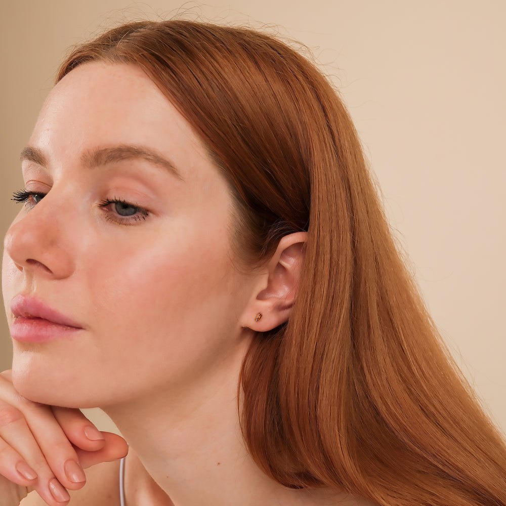 Solid Gold Citrine Baguette Stud Earrings