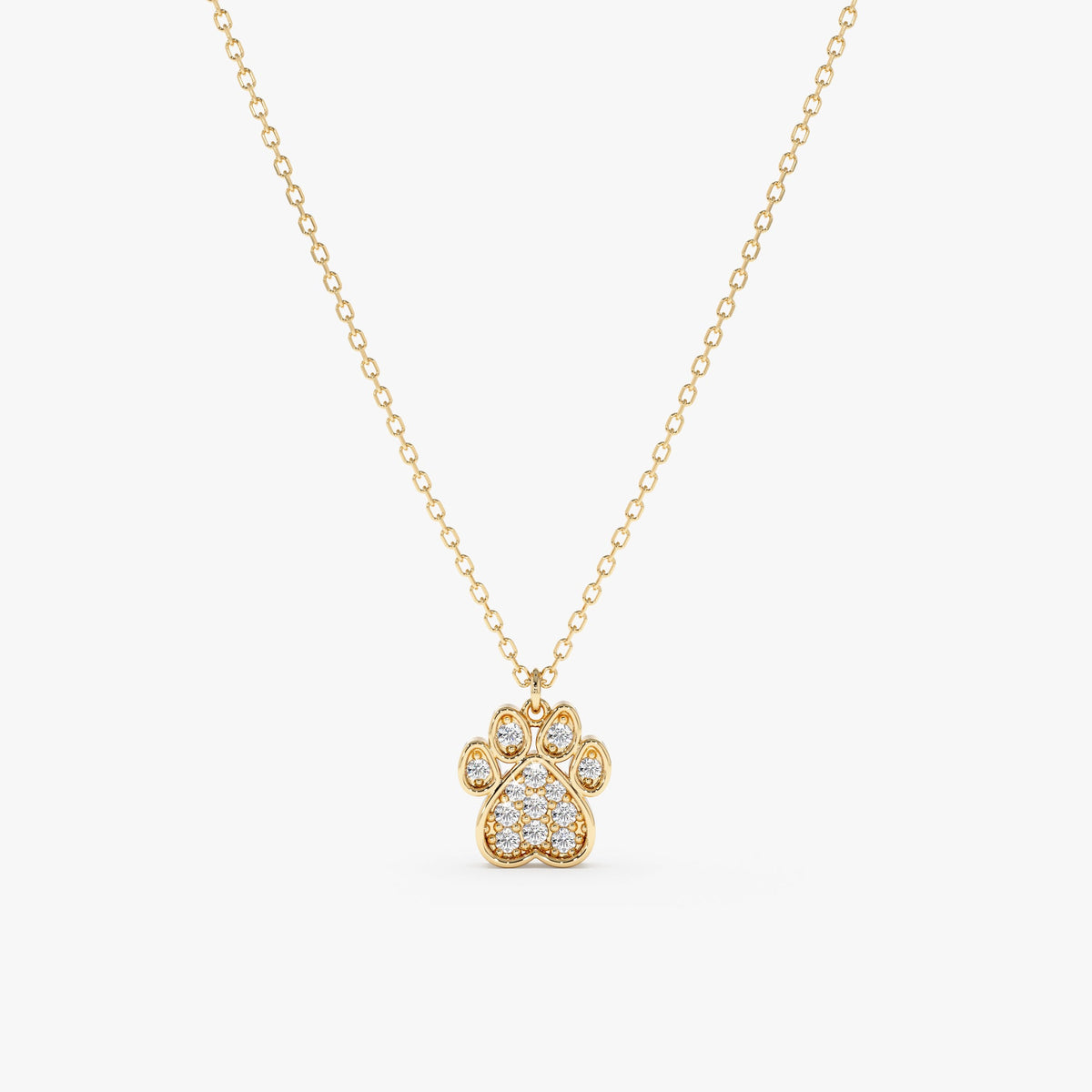 Solid Gold Diamond Paw Necklace