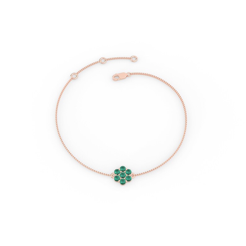 Solid Gold Natural Emerald Floral Bracelet
