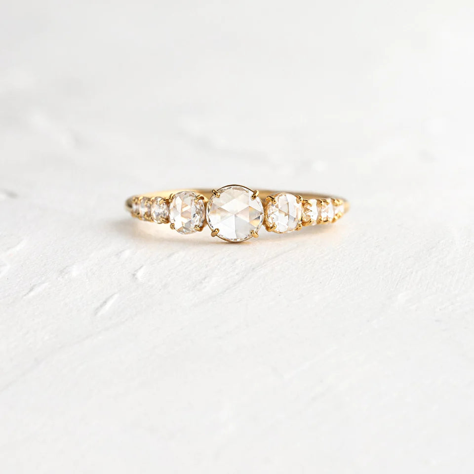 Solid Gold Lab-Grown Rose Cut Diamond Waterway Ring