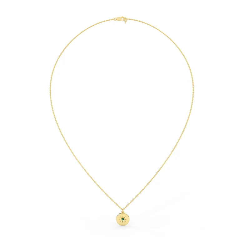 Solid Gold Natural Emerald North Star Necklace