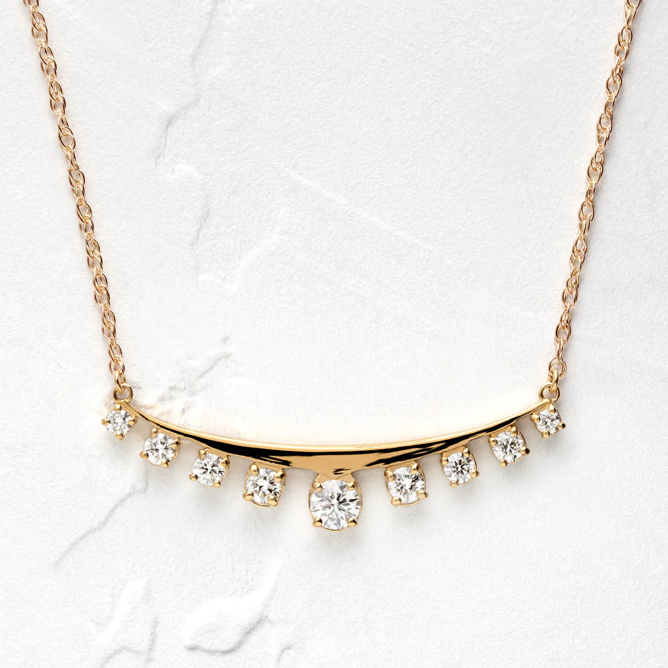 Solid Gold Diamond Arc Collar Necklace