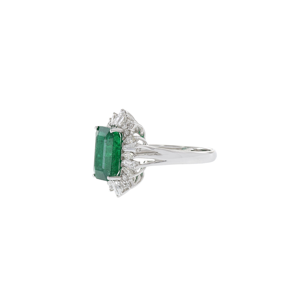 Solid Gold 4.01CT Emerald And Diamond Cocktail Ring