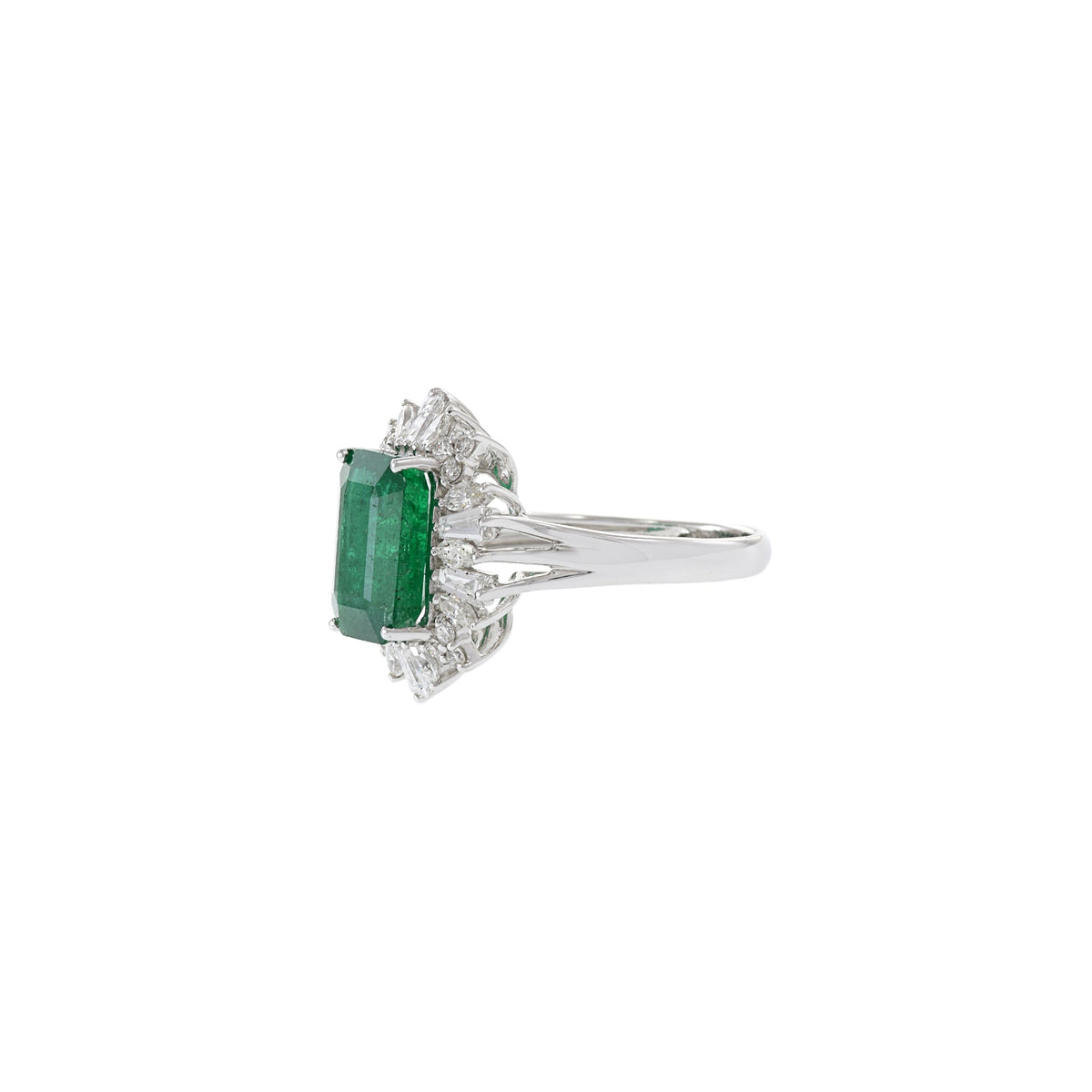 Solid Gold 4.01CT Emerald And Diamond Cocktail Ring