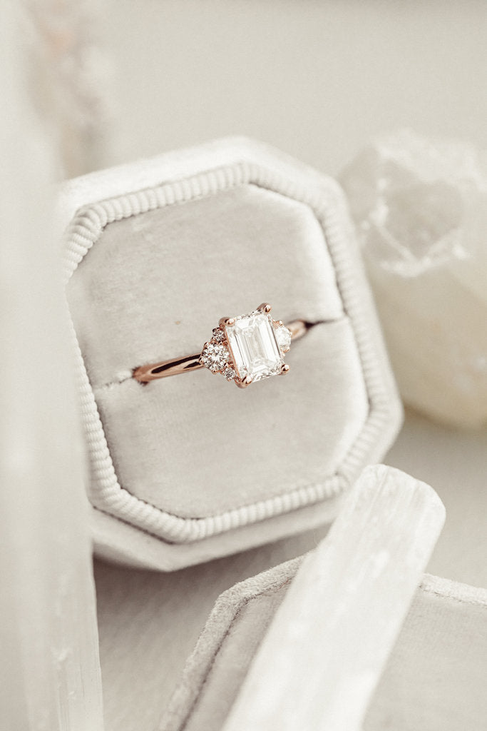 Solid Gold Lab Grown Emerald Cut Ring (607B93)