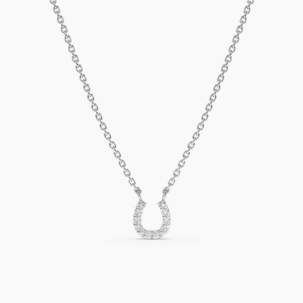 Solid Gold Natural Diamond Horseshoe Necklace (C511E5)
