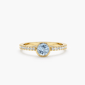 Solid Gold Diamond and Aquamarine Engagement Ring (3E5330)