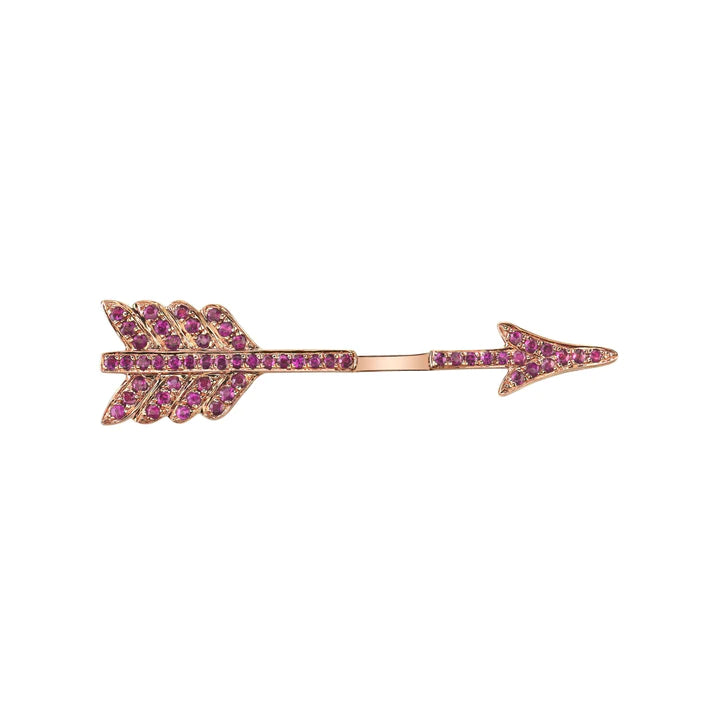 Solid Gold Ruby Single Arrow Earring
