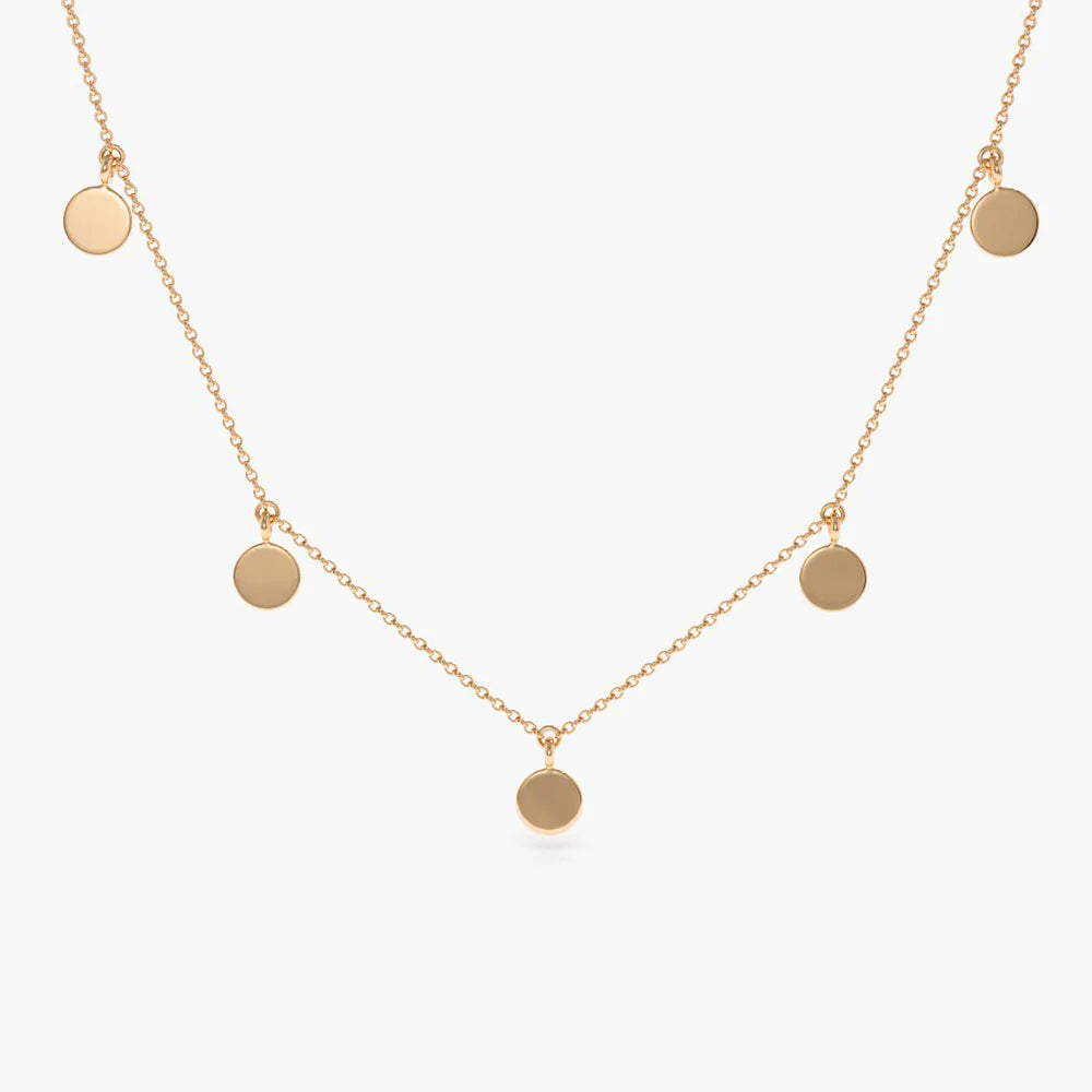 Solid Gold Coin Disc Choker Necklace